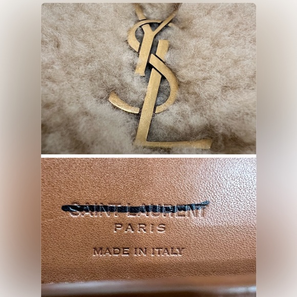 SAINT LAURENT Monogram shearling-paneled wallet on chain - Picture 9 of 12